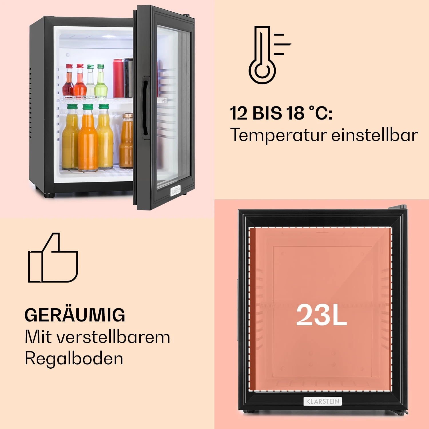 MKS-12 Minibar 24 Liter Klasse E Schwarz Glas 0dB 6 MKS-12 Minibar 24 Liter Klasse E Schwarz Glas 0dB – Bild 4