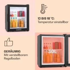 MKS-13 Minibar Mini-Kühlschrank 3 Temperaturen 30L 23 DB Glastür -Küchenmaschinen Verkäufe 10005440 de 0004 usp