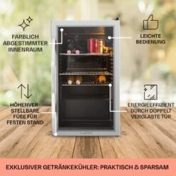 Beersafe XXL Kühlschrank 80 Liter 3 Böden Panoramaglastür Edelstahl -Küchenmaschinen Verkäufe 10027673 DE 0005 usp
