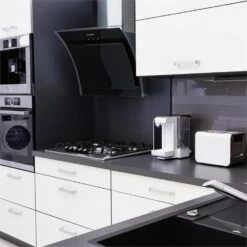 Sabia Dunstabzugshaube Sicherheitsglas Kopffrei 60cm Wandanbau Schwarz -Küchenmaschinen Verkäufe 10031680 yy 0002 ambient Klarstein Sabia Dunstabzugshaube schwarz