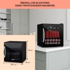 Beersafe L Onyx Kühlschrank 47 Liter 2 Böden Panoramaglastür. 14 Beersafe L Onyx Kühlschrank 47 Liter 2 Böden Panoramaglastür. -Küchenmaschinen Verkäufe 10032870 de 0006 usp