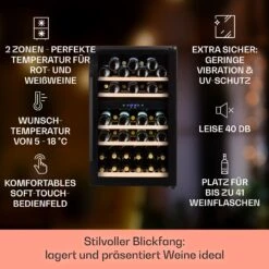 Barossa 40 Duo Weinkühlschrank 2 Zonen 41 Flaschen Glastür Touch LED -Küchenmaschinen Verkäufe 10032924 de 0002 usp