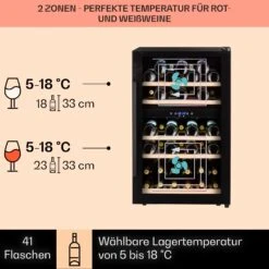 Barossa 40 Duo Weinkühlschrank 2 Zonen 41 Flaschen Glastür Touch LED -Küchenmaschinen Verkäufe 10032924 de 0003 usp
