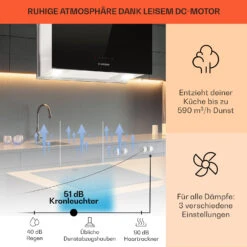 Kronleuchter L Inselabzugshaube 60cm Abluft: 590m³/h LED Touch Glas -Küchenmaschinen Verkäufe 10033106 de 0003 usp
