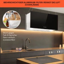 Kronleuchter L Inselabzugshaube 60cm Abluft: 590m³/h LED Touch Glas -Küchenmaschinen Verkäufe 10033106 de 0006 usp