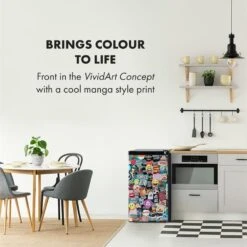 Cool Vibe Kühlschrank A+ 90 Liter VividArt Concept Manga-Style Schwarz -Küchenmaschinen Verkäufe 10033597 uk 0002 logo Klarstein Cool Vibe Kuehlschrank Manga Style schwarz