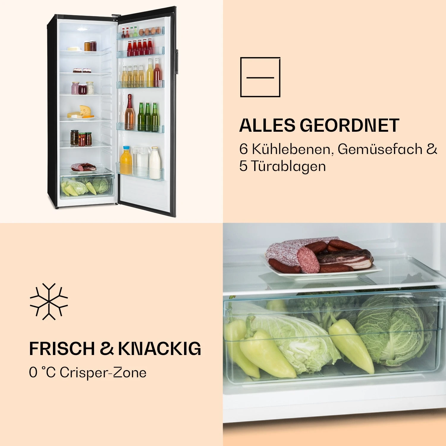 BigBoy Kühlschrank 337l Crisper 6 Ebenen Energieklasse Schwarz 7 BigBoy Kühlschrank 337l Crisper 6 Ebenen Energieklasse Schwarz – Bild 5