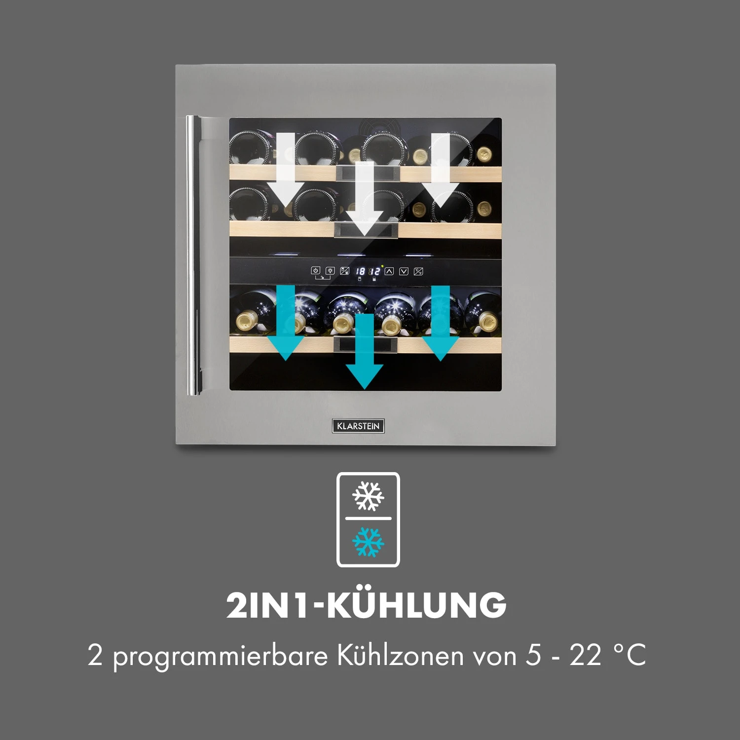 Vinsider 36 Weinkühlschrank 2 Kühlzonen 5-22°C 85l Edelstahl 5 Vinsider 36 Weinkühlschrank 2 Kühlzonen 5-22°C 85l Edelstahl – Bild 3