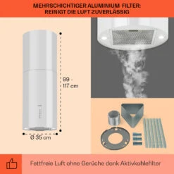 Beretta Inselabzugshaube Ø35cm Ab-/Umluft 650m³/h LED Edelstahl 15 Beretta Inselabzugshaube Ø35cm Ab-/Umluft 650m³/h LED Edelstahl -Küchenmaschinen Verkäufe 10033719 de 0005 usp