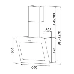 Helena 60 Dunstabzugshaube 595 M³/h LED-Display Schwarz -Küchenmaschinen Verkäufe 10034100 yy 0010 dimensions