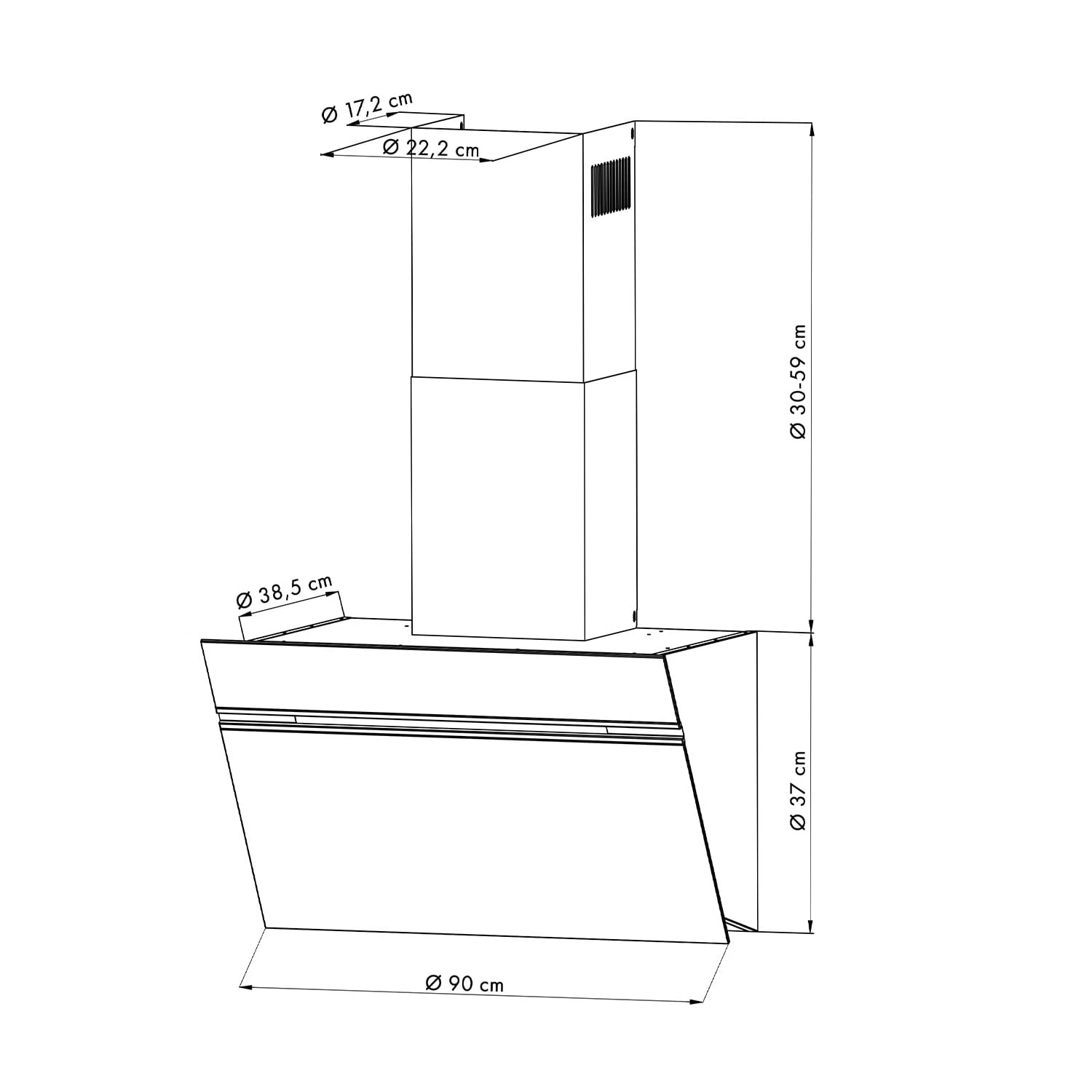 Alina Dunstabzugshaube 90cm 600 M³/h LED-Display Ambientelicht Schwarz 11 Alina Dunstabzugshaube 90cm 600 M³/h LED-Display Ambientelicht Schwarz – Bild 9