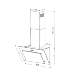 Athena 90 Dunstabzugshaube 90cm 300m³/h 69W Edelstahl -Küchenmaschinen Verkäufe 10034195 yy 0010 dimensions