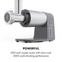 Mett Max Elektrischer Fleischwolf 600W Kupfermotor Aluminium 15 Mett Max Elektrischer Fleischwolf 600W Kupfermotor Aluminium -Küchenmaschinen Verkäufe 10034244 yy 0007 logo Klarstein Mett Max elektrischer Fleischwolf grau