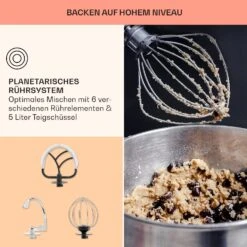 Bella Elegance Küchenmaschine 2000 W 2,7 PS 5,2 Ltr Edelstahl BPA-frei -Küchenmaschinen Verkäufe 10034364 de 0006 usp