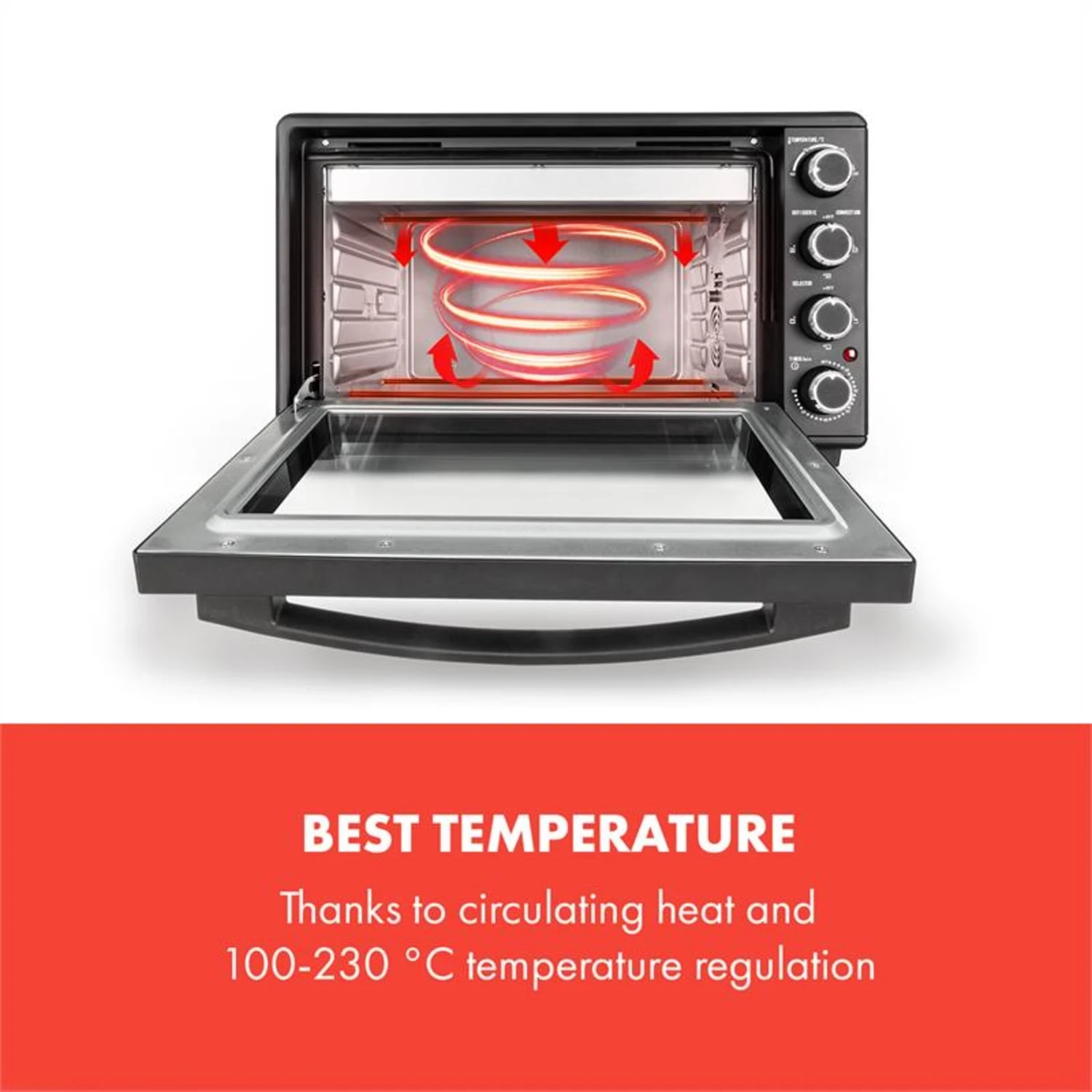 Masterchef 45 Mini-Backofen 45l 2000W 100-230 °C Timer Schwarz 5 Masterchef 45 Mini-Backofen 45l 2000W 100-230 °C Timer Schwarz – Bild 3