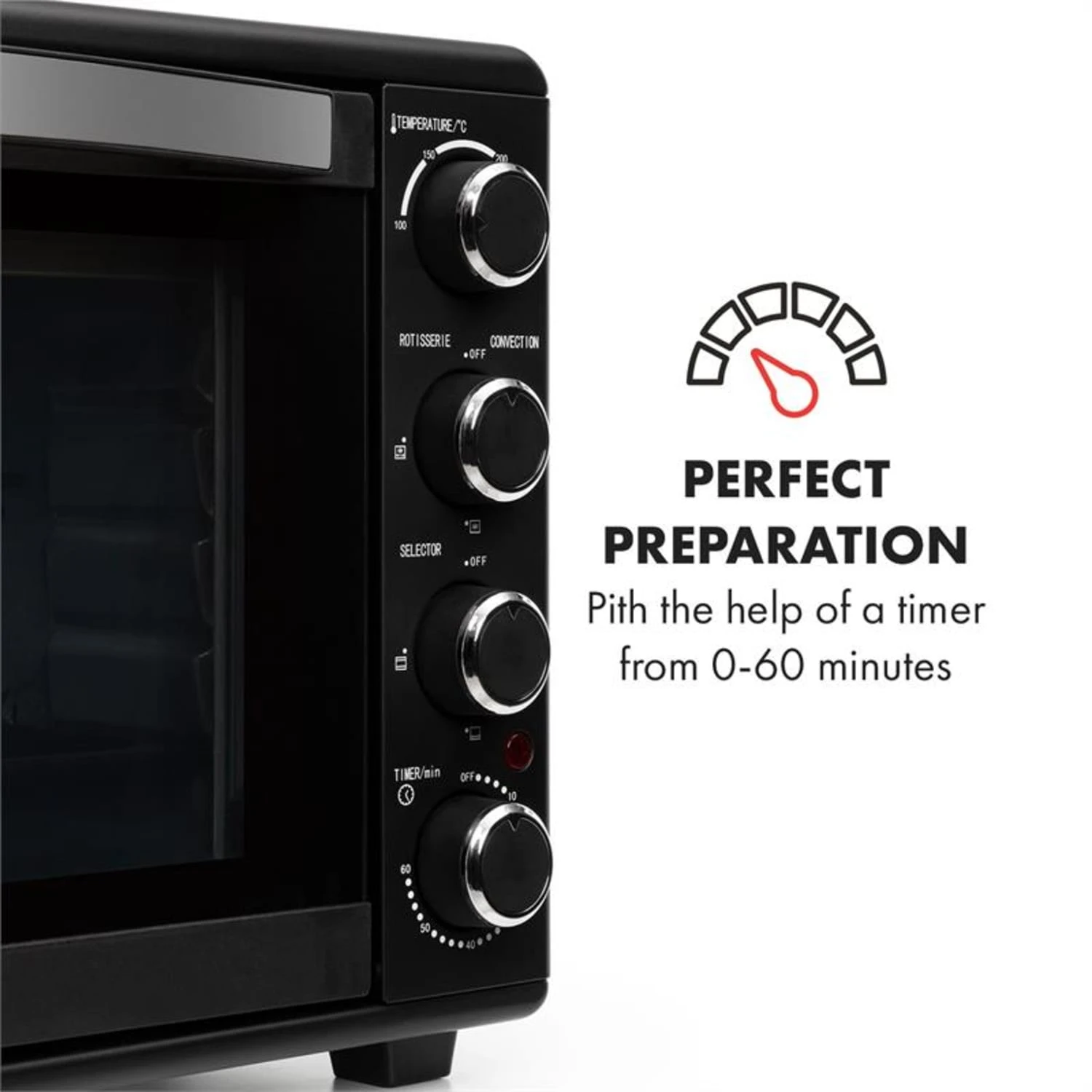 Masterchef 45 Mini-Backofen 45l 2000W 100-230 °C Timer Schwarz 6 Masterchef 45 Mini-Backofen 45l 2000W 100-230 °C Timer Schwarz – Bild 4