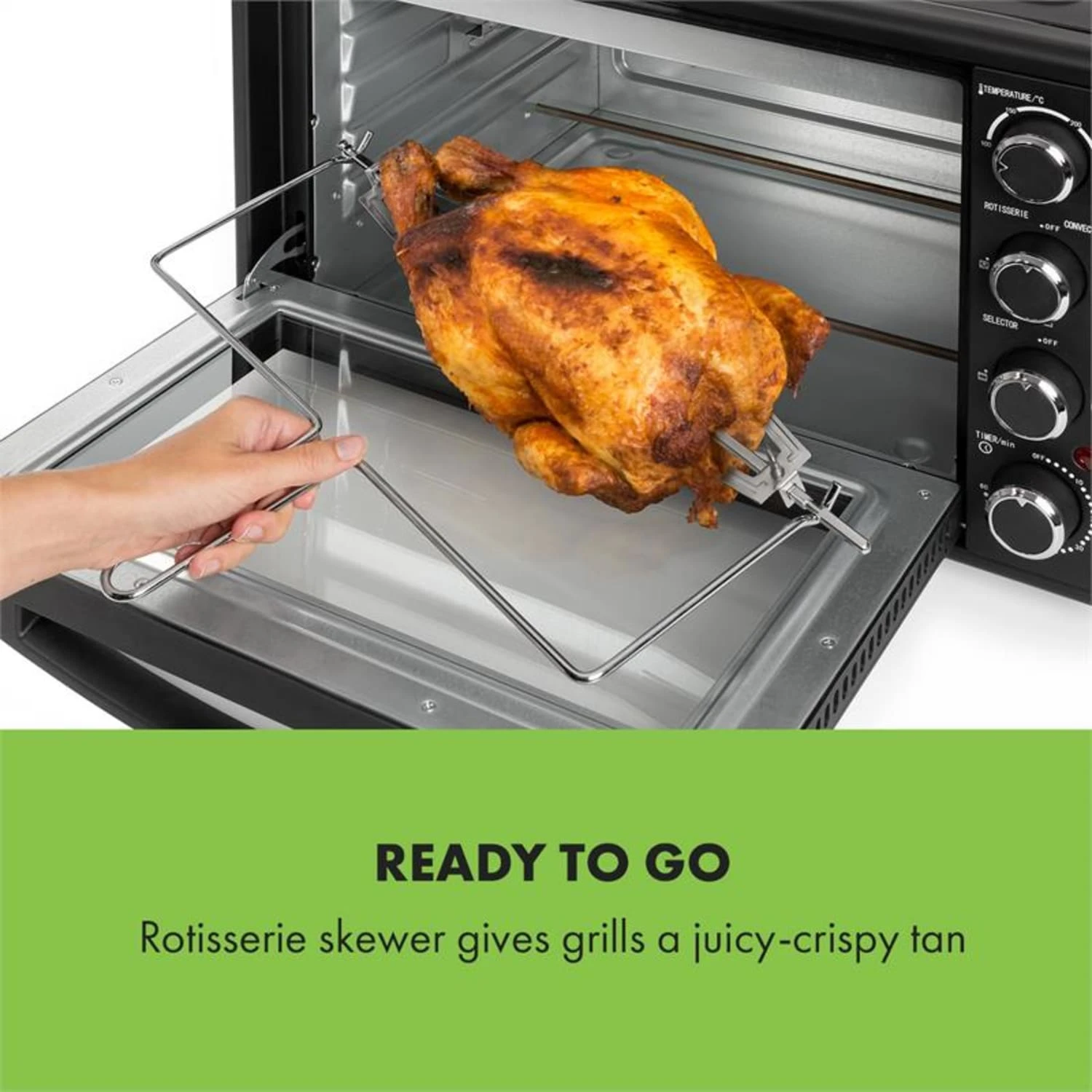 Masterchef 45 Mini-Backofen 45l 2000W 100-230 °C Timer Schwarz 7 Masterchef 45 Mini-Backofen 45l 2000W 100-230 °C Timer Schwarz – Bild 5