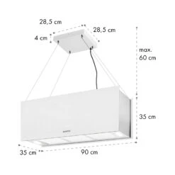 Kronleuchter XL Inselabzugshaube 90cm Umluft 590m³/h LED Touch Weiß 18 Kronleuchter XL Inselabzugshaube 90cm Umluft 590m³/h LED Touch Weiß -Küchenmaschinen Verkäufe 10034523 yy 0011 dimensions
