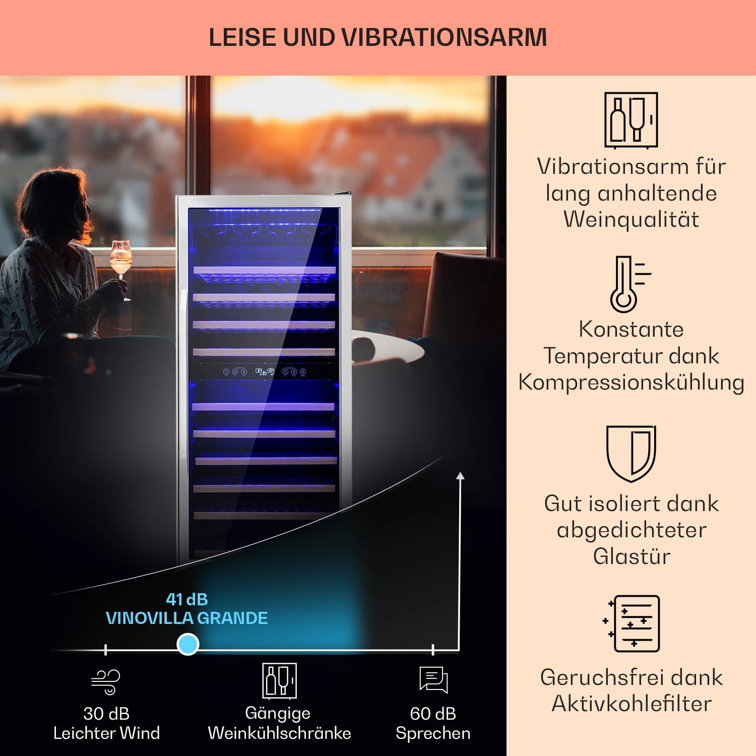 Vinovilla Grande 116 Built-in Duo Weinkühlschrank 310 Ltr 116 Fl. LED 6 Vinovilla Grande 116 Built-in Duo Weinkühlschrank 310 Ltr 116 Fl. LED – Bild 4