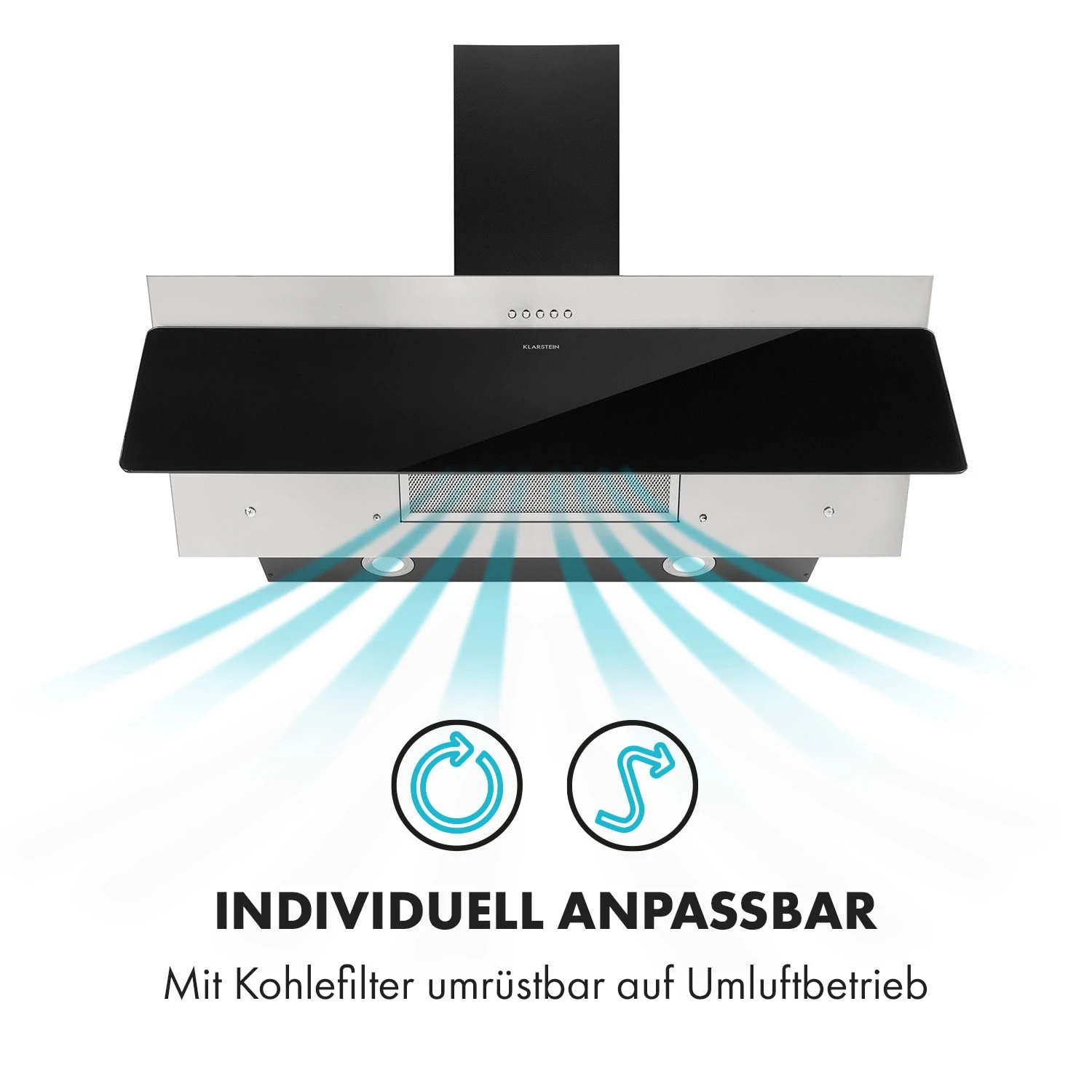 Alessia Dunstabzugshaube Kopffreihaube 350 M³/h Push Control Schwarz 6 Alessia Dunstabzugshaube Kopffreihaube 350 M³/h Push Control Schwarz – Bild 4