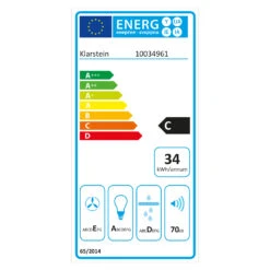 Contempo Neo Unterbau-Dunstabzugshaube 60cm 175m³/h LED Edelstahl Acryl Weiß -Küchenmaschinen Verkäufe 10034961 energy label