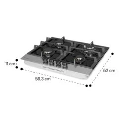 Alchemist 4 Zonen Gaskochfeld Aluminium-Brenner Glaskeramik Schwarz -Küchenmaschinen Verkäufe 10034969 yy 0011 dimensions