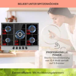 Alchemist 5 Zonen Gaskochfeld Aluminium-Brenner Glaskeramik Schwarz -Küchenmaschinen Verkäufe 10034970 de 0003 usp