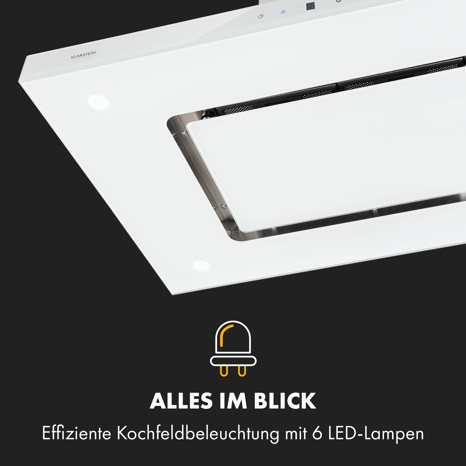 Valeria Inselhaube 90cm 650m³/h Touch EEC A LED Glas Edelstahl 5 Valeria Inselhaube 90cm 650m³/h Touch EEC A LED Glas Edelstahl – Bild 3