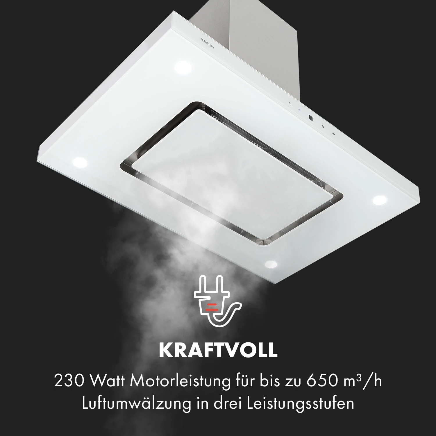 Valeria Inselhaube 90cm 650m³/h Touch EEC A LED Glas Edelstahl 8 Valeria Inselhaube 90cm 650m³/h Touch EEC A LED Glas Edelstahl – Bild 6