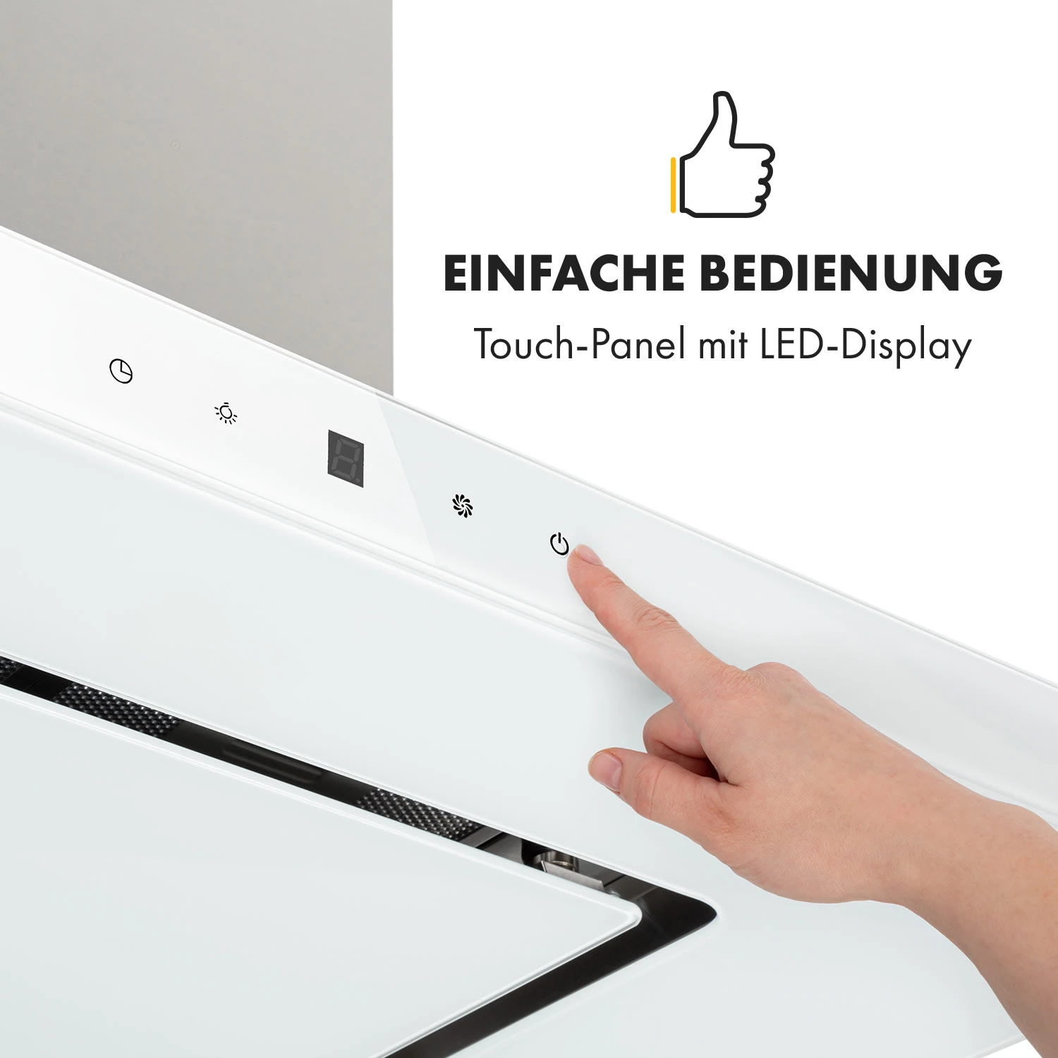 Valeria Inselhaube 90cm 650m³/h Touch EEC A LED Glas Edelstahl 9 Valeria Inselhaube 90cm 650m³/h Touch EEC A LED Glas Edelstahl – Bild 7