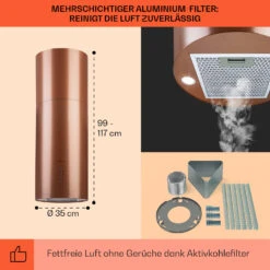 Beretta Inselabzugshaube Ø35cm Ab-/Umluft 650m³/h LED Aktivkohlefilter -Küchenmaschinen Verkäufe 10035166 de 0005 usp