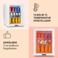 Brooklyn 42 Mini-Kühlschrank Glastür LED Ablage 13 Brooklyn 42 Mini-Kühlschrank Glastür LED Ablage -Küchenmaschinen Verkäufe 10035227 de 0004 usp