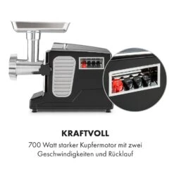 Kraftprotz Elektrischer Fleischwolf 700 W Kupfermotor Hack Wurst Kebbe Edelstahl -Küchenmaschinen Verkäufe 10035233 de 0005 logo
