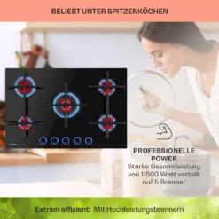 Illuminosa 5 Gaskochfeld 5-flammig Sabaf-Brenner Glaskeramik -Küchenmaschinen Verkäufe 10035465 de 0003 usp