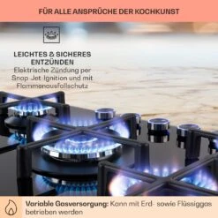 Illuminosa 5 Gaskochfeld 5-flammig Sabaf-Brenner Glaskeramik -Küchenmaschinen Verkäufe 10035465 de 0005 usp