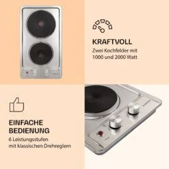Appetito Domino Elektrokochfeld 2 Platten 3000 Watt Edelstahl -Küchenmaschinen Verkäufe 10035700 de 0003 logo