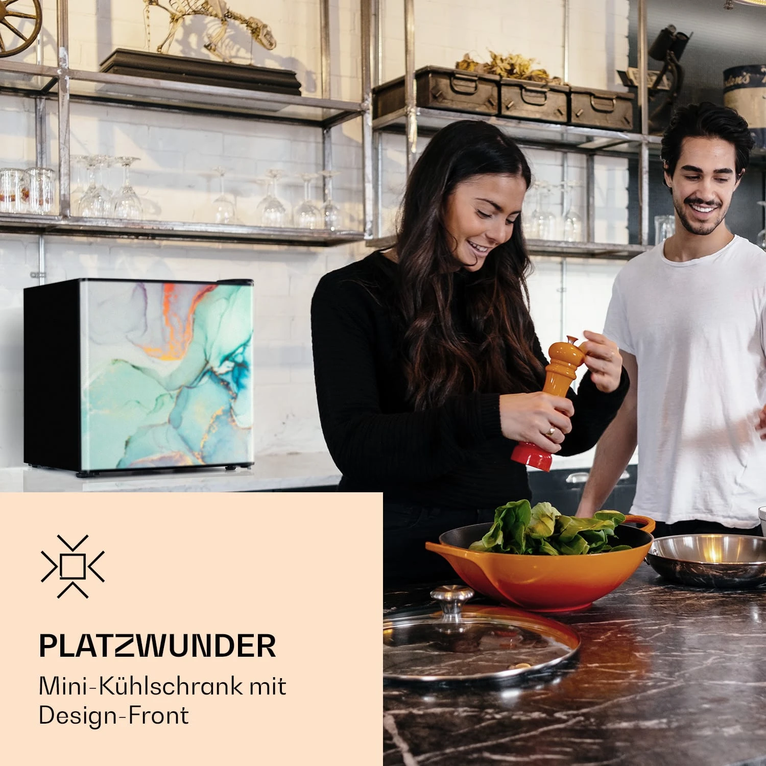 CoolArt 45L Mini-Kühlschrank EEK F Gefrierfach 1,5l Designtür 4 CoolArt 45L Mini-Kühlschrank EEK F Gefrierfach 1,5l Designtür – Bild 2