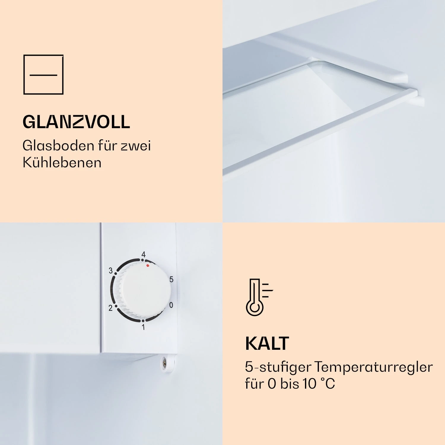 CoolArt 45L Mini-Kühlschrank EEK F Gefrierfach 1,5l Designtür 7 CoolArt 45L Mini-Kühlschrank EEK F Gefrierfach 1,5l Designtür – Bild 5