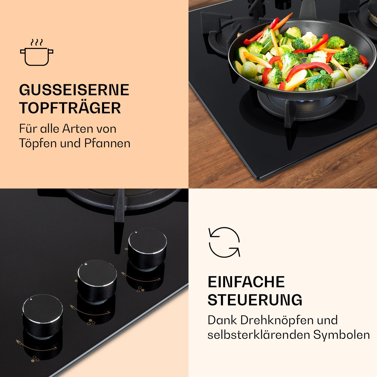 Goldflame 3 Gaskochfeld 3-flammig Messing-Brenner Glaskeramik 5 Goldflame 3 Gaskochfeld 3-flammig Messing-Brenner Glaskeramik – Bild 3