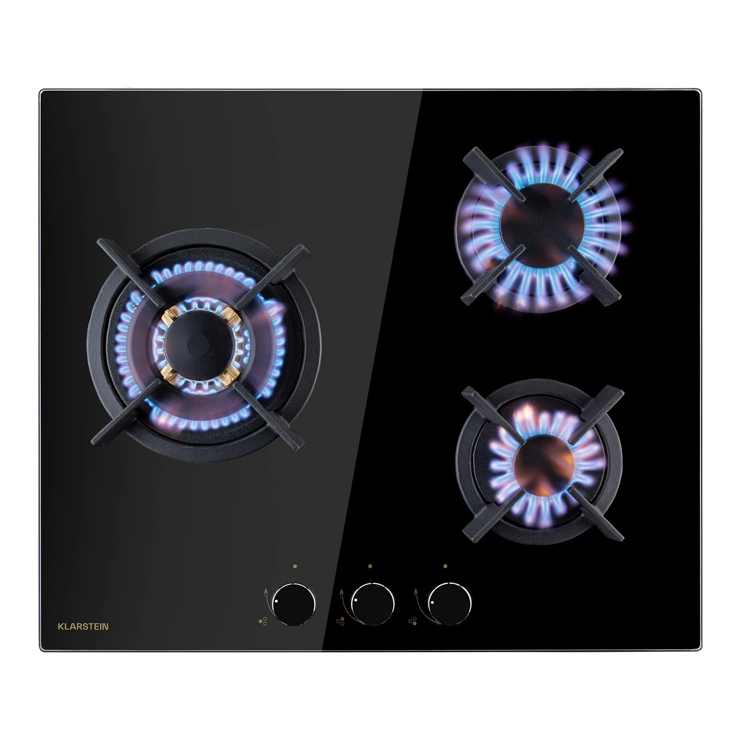 Goldflame 3 Gaskochfeld 3-flammig Messing-Brenner Glaskeramik 3 Goldflame 3 Gaskochfeld 3-flammig Messing-Brenner Glaskeramik