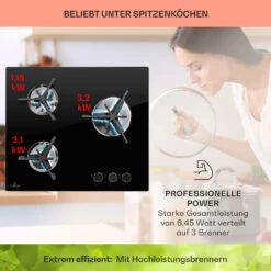 Trifecta 3 Gaskochfeld 3-flammig Gusseisen Glaskeramik -Küchenmaschinen Verkäufe 10039421 de 0003 usp