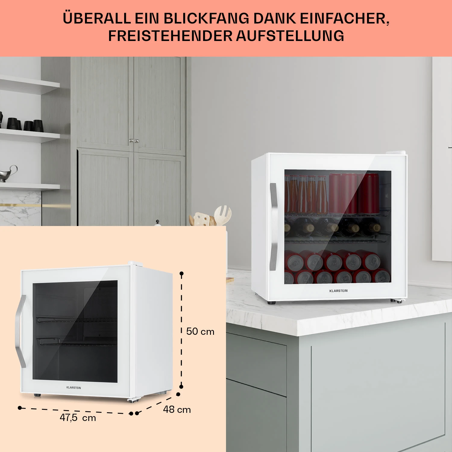 Beersafe L Quartz Kühlschrank 47 Liter 2 Böden Panoramaglastür Weiß 8 Beersafe L Quartz Kühlschrank 47 Liter 2 Böden Panoramaglastür Weiß – Bild 6