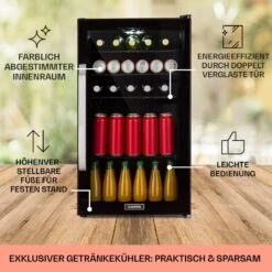 Beersafe 3XL Onyx Kühlschrank 98 Liter 4 Böden Panoramaglastür -Küchenmaschinen Verkäufe 10039655 DE 0005 usp