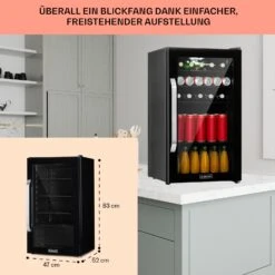 Beersafe 3XL Onyx Kühlschrank 98 Liter 4 Böden Panoramaglastür -Küchenmaschinen Verkäufe 10039655 DE 0006 usp