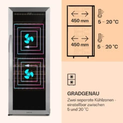 Klarstein Vinamour 77 Duo Weinkühlschrank 191 Liter 5 - 20 °C 2 Kühlzonen -Küchenmaschinen Verkäufe 10039771 de 0004 logo