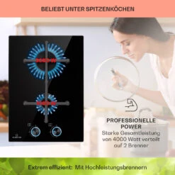 Illuminosa Domino Gaskochfeld 2-flammig Sabaf-Brenner Glaskeramik -Küchenmaschinen Verkäufe 10039896 de 0003 usp
