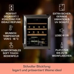 Vinamour 16 Uno Weinkühlschrank 16Fl./42l 5-18°C 41dB Glas -Küchenmaschinen Verkäufe 10039897 de 0002 usp