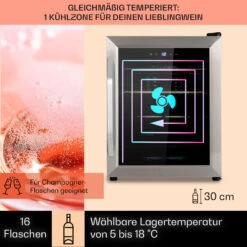 Vinamour 16 Uno Weinkühlschrank 16Fl./42l 5-18°C 41dB Glas -Küchenmaschinen Verkäufe 10039897 de 0003 usp