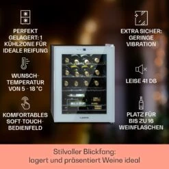 Shiraz 16 Quartz Weinkühlschrank 42l Touch-Bedienfeld 160 W 5-18 °C -Küchenmaschinen Verkäufe 10039901 DE 0002 usp