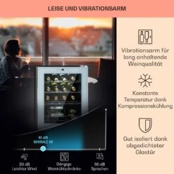 Shiraz 16 Quartz Weinkühlschrank 42l Touch-Bedienfeld 160 W 5-18 °C -Küchenmaschinen Verkäufe 10039901 DE 0004 usp